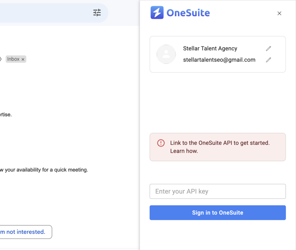 Add OneSuite API Key